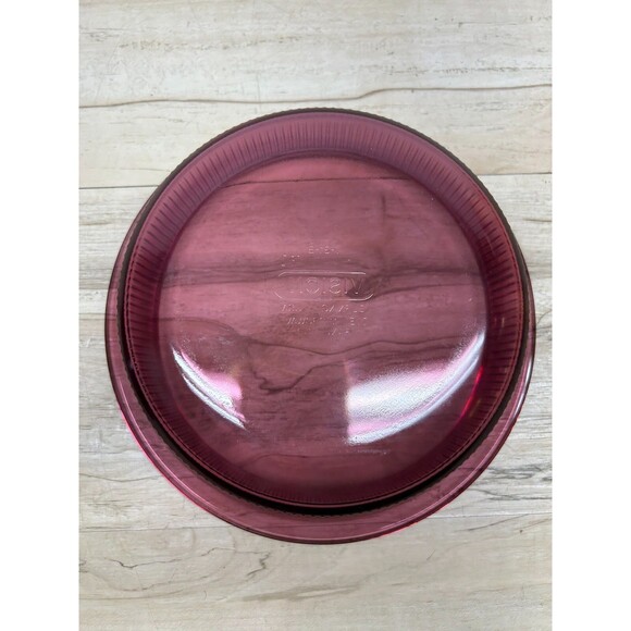 Vtg 1991 Pyrex Vision Cranberry Coning Cookware 1-Qt/L Round Casserole With Lids - Picture 5 of 16
